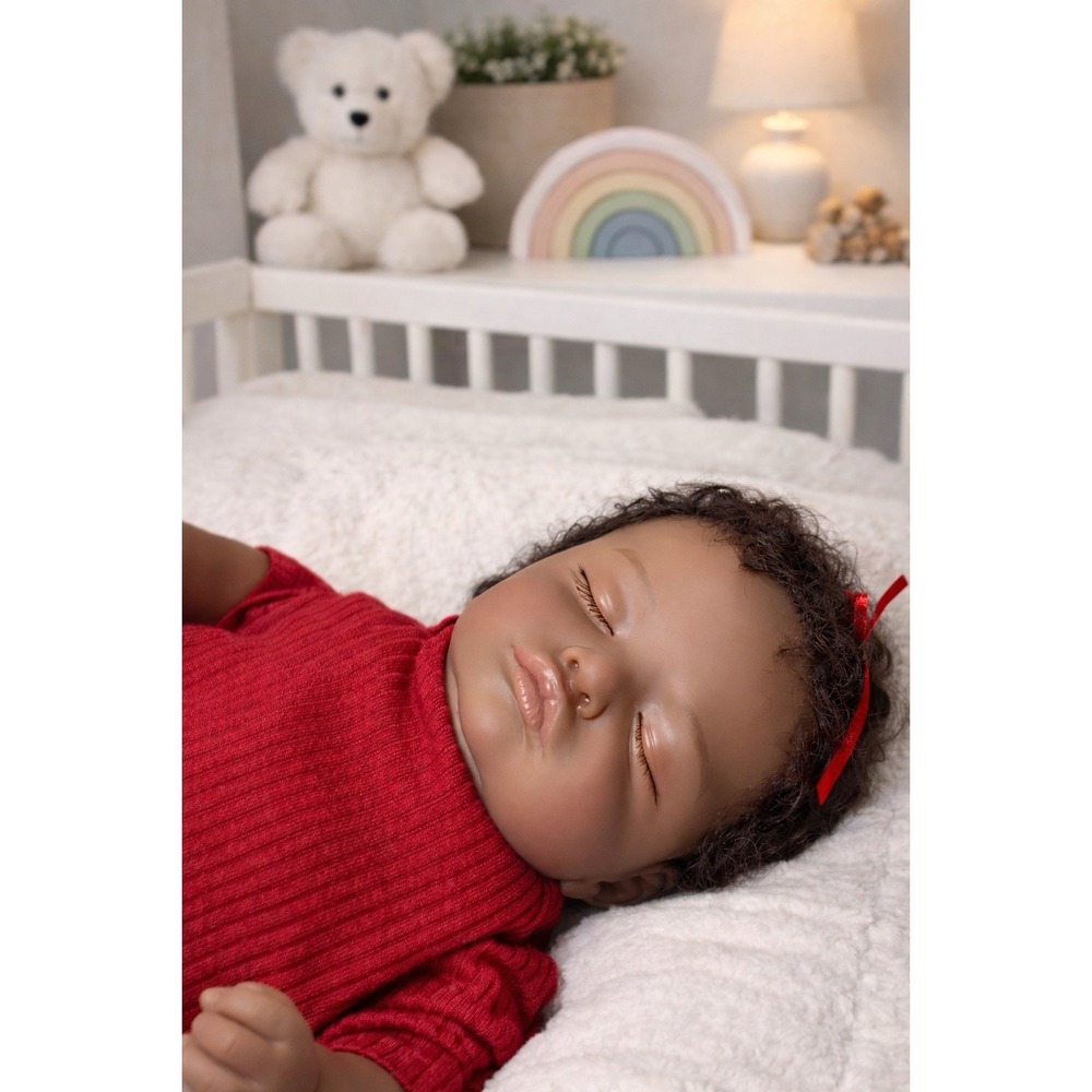 Olga Auer 15" Realistic African American Baby Doll Reborn Style Red Outfit Toy